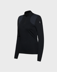 Trolle - Technical polo shirt in wool with long sleeves and zip - women's - Black