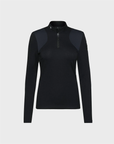 Trolle - Technical polo shirt in wool with long sleeves and zip - women's - Black