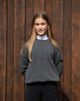 Trolle women's extra fine wool crew sweater grey